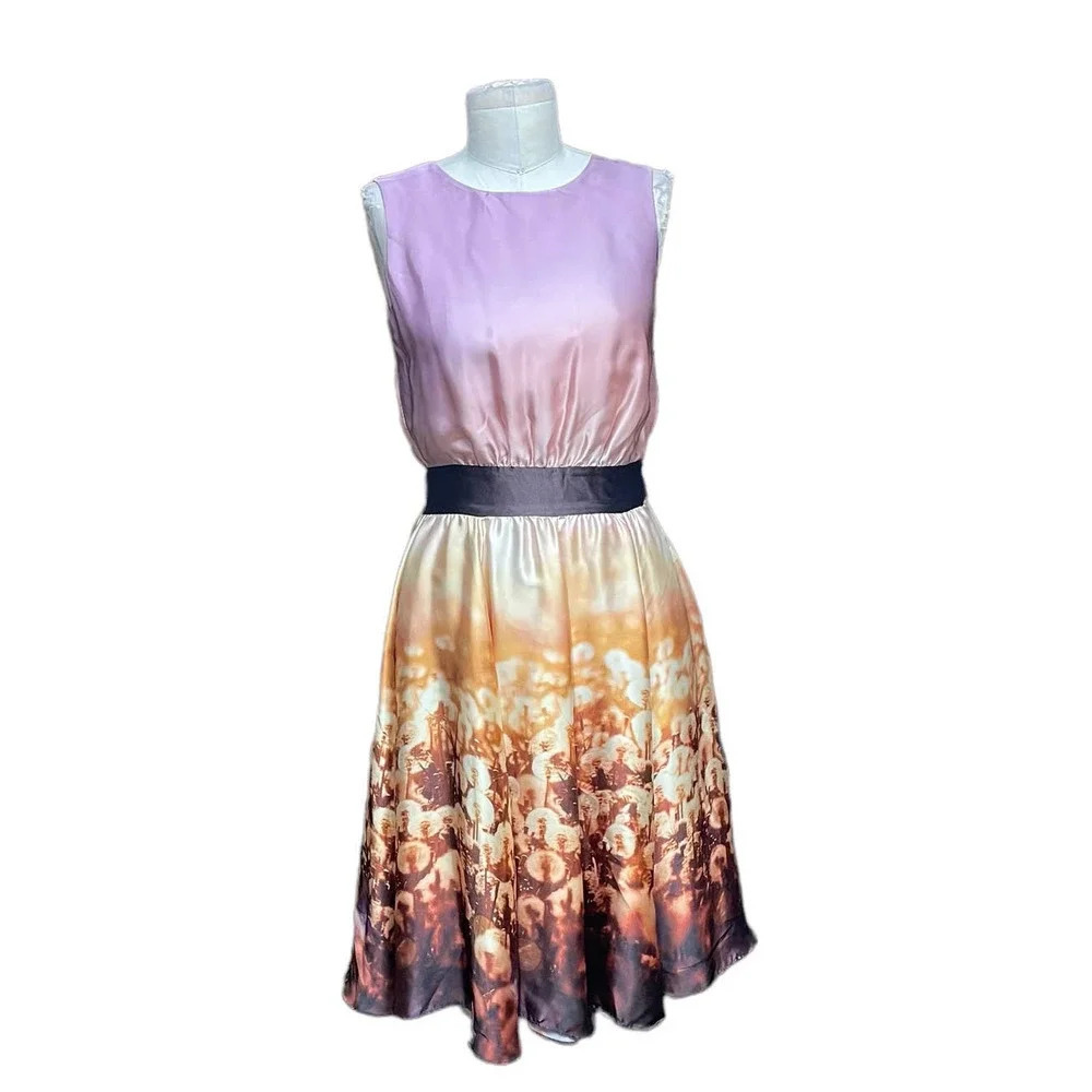 Ted Baker London Xril Dandelion Print Sleeveless Keyhole Dress Size 0 / US 2-4